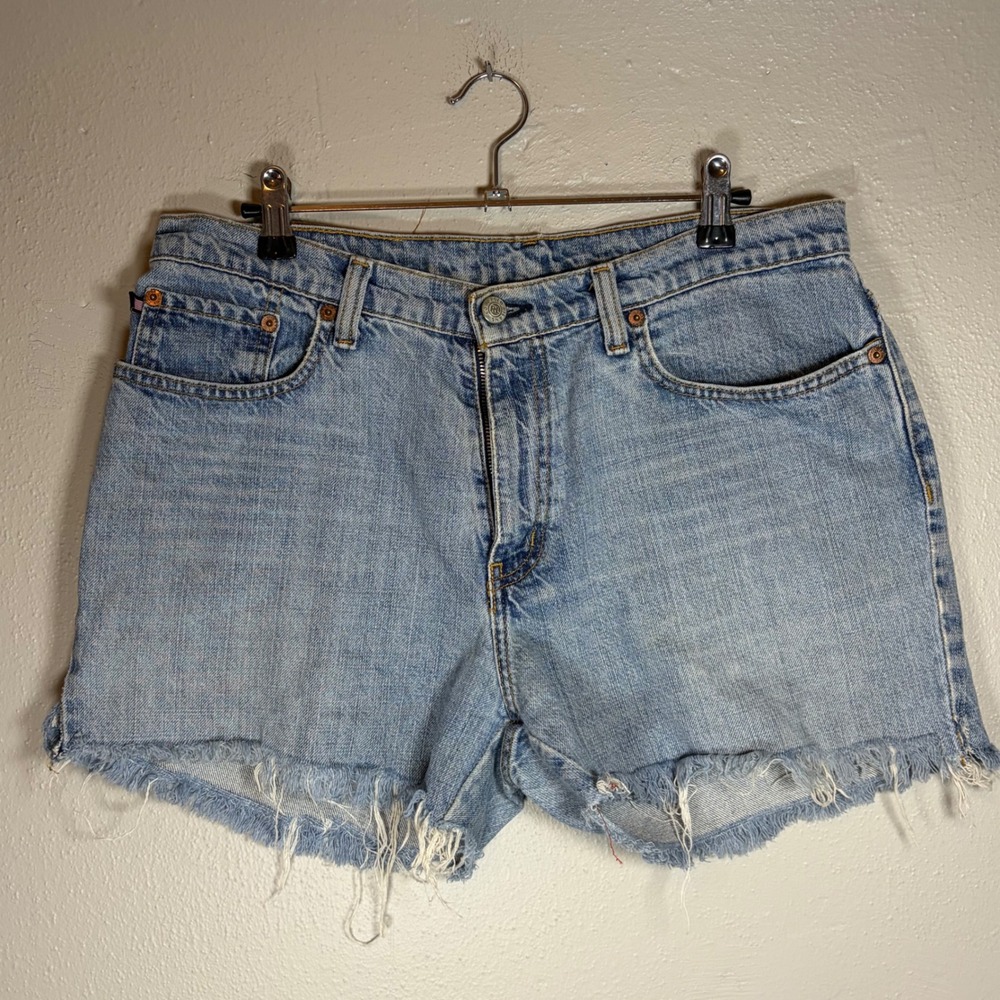 Vintage‎ Y2K Polo Ralph Lauren Denim Saturday Jean Shorts Light Wash Frayed 10